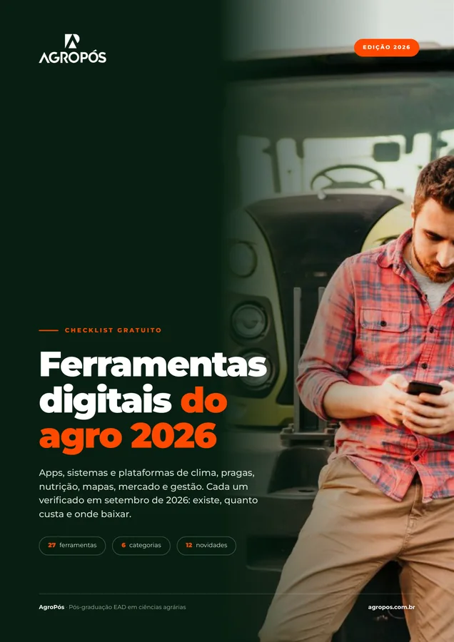 Capa do e-book Ferramentas digitais do agro 2026: checklist com 27 apps e plataformas