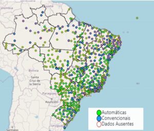 Distribuição das estações meteorológicas no Brasil